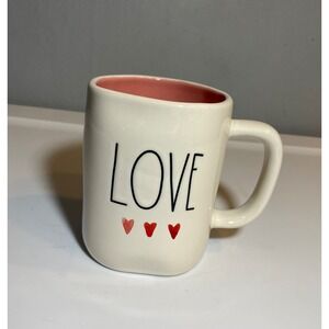 Rae Dunn LOVE Mug with Hearts Pink Interior Artisan Collection by Magenta Cerami